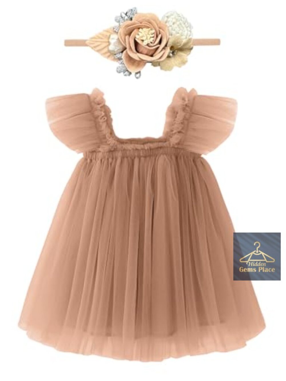 Baby Girl Fluffy Tulle First Birthday Outfit with Flower Headband 6M-3T